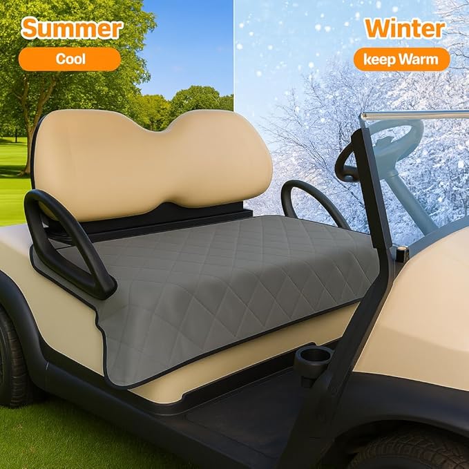 Golf Cart Seat Covers, Universal Golf Cart Seat Towel Blanket Nonskid Bottom Fits for EZGO, Yamaha, Club Car and More 2 Person Seats Golf Carts