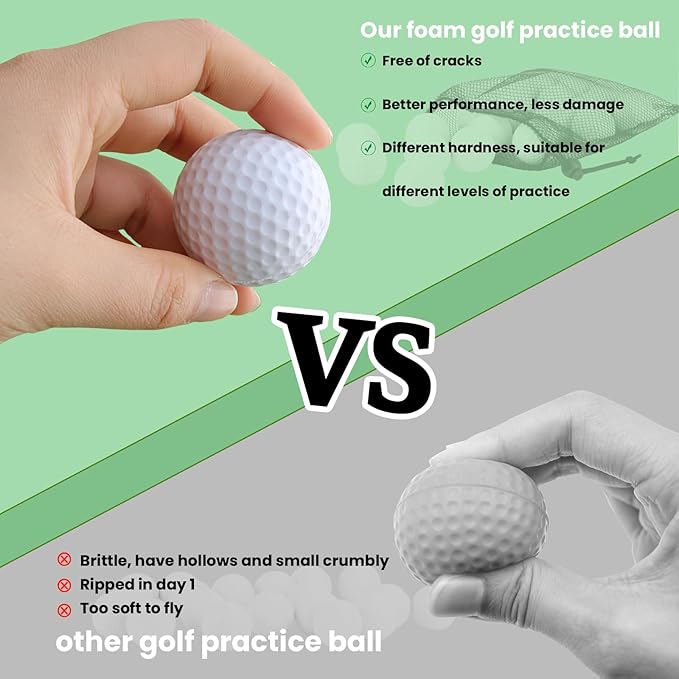 40 Pack Foam Golf Practice Balls - Realistic Feel and Limited Flight Training Balls for Indoor or Outdoor