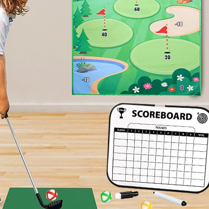 Golf Chipping Mat Set - Indoor Outdoor Game | Portable Golf Hitting Mat with Targets and Balls, Fun Practice Game for Kids and Adults, Perfect for Home Backyard Lawn Party Beach or Family En