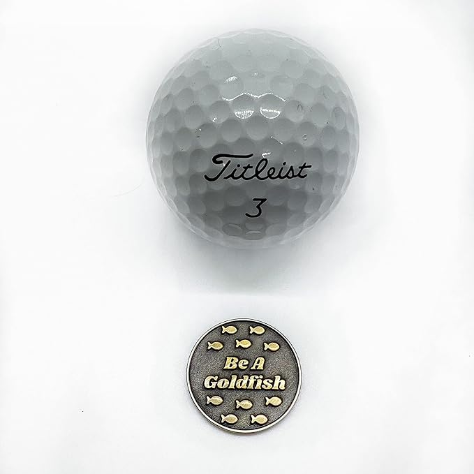 Full Metal Markers Be a Goldfish Magnetic Metal Golf Ball Marker with Hat Clip for Men and Women - Unique Marker for Putting Green - Golf Accessories