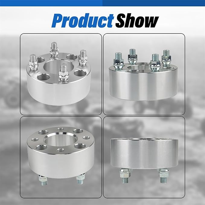 WFLNHB 2pcs Golf Cart Wheel Spacers 2 inch 4x101.6mm Hub Bore: 62mm Thread Size: 1/2x20 Silver Replacement for Golf Carts