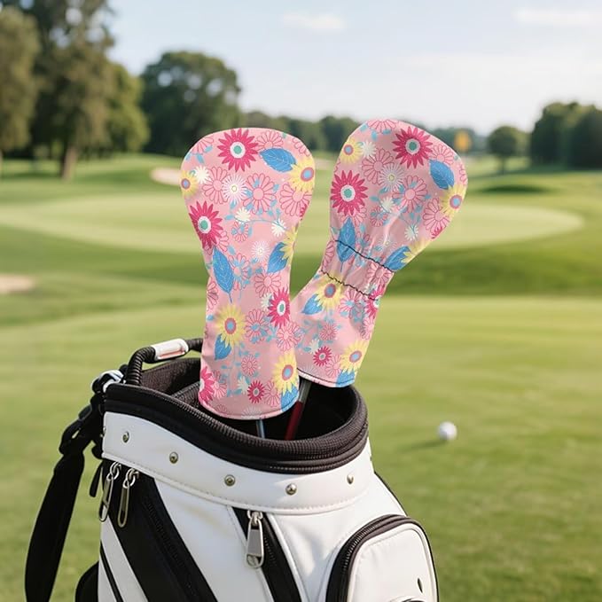 Golf Club Head Covers for Club Protective, Waterproof PU Leather Driver Fairway Wood Hybrid Head Cover