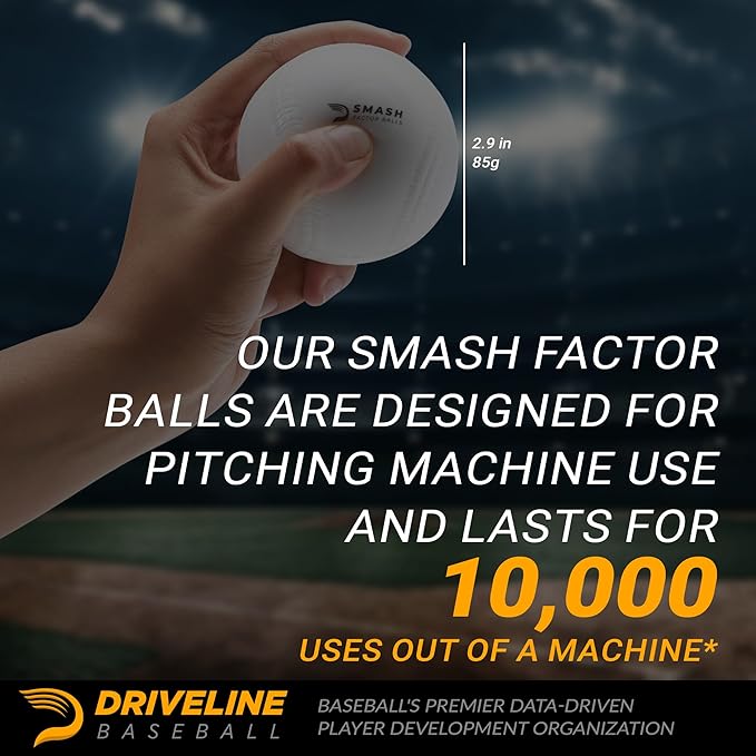 Driveline Baseball Smash Factor Baseballs or Softballs (4 oz, 12 Pack) High Density Foam Hitting Practice Machine Balls