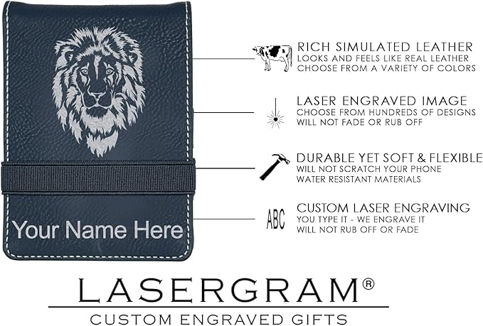 LaserGram Mini Padfolio with Notepad and Pen, Golfer Golfing, Personalized Engraving Included (Black with Silver)