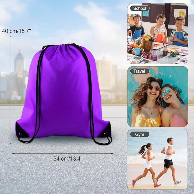 KUUQA 25Pcs Purple Drawstring Bags - String Backpacks for Gym, Sport, Traveling