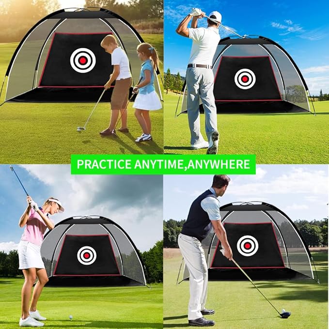 Black Golf Nets for Backyard Golf Practice Net Golf Hitting Net Training Aids with Target Cloth and Carrying Bag