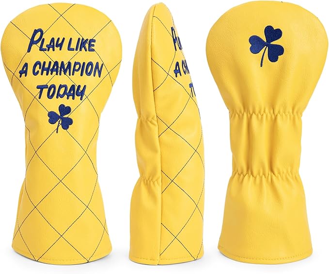 Golf Club Head Covers Premium Leather Golf Driver Fairway(FW) Wood Hybrid(UT) Covers with Number Tags, Golf Mallet Putter Cover Play Like A Champion