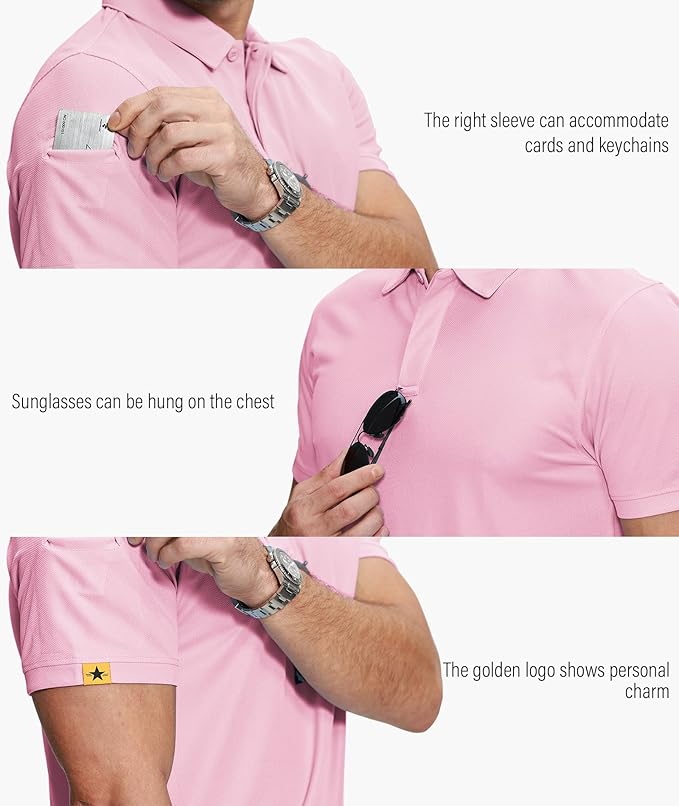 ZITY 5 Pack Mens Polo Shirt Short Sleeve Sports Golf Tennis T-Shirt Moisture-Wicking Summer Shirts