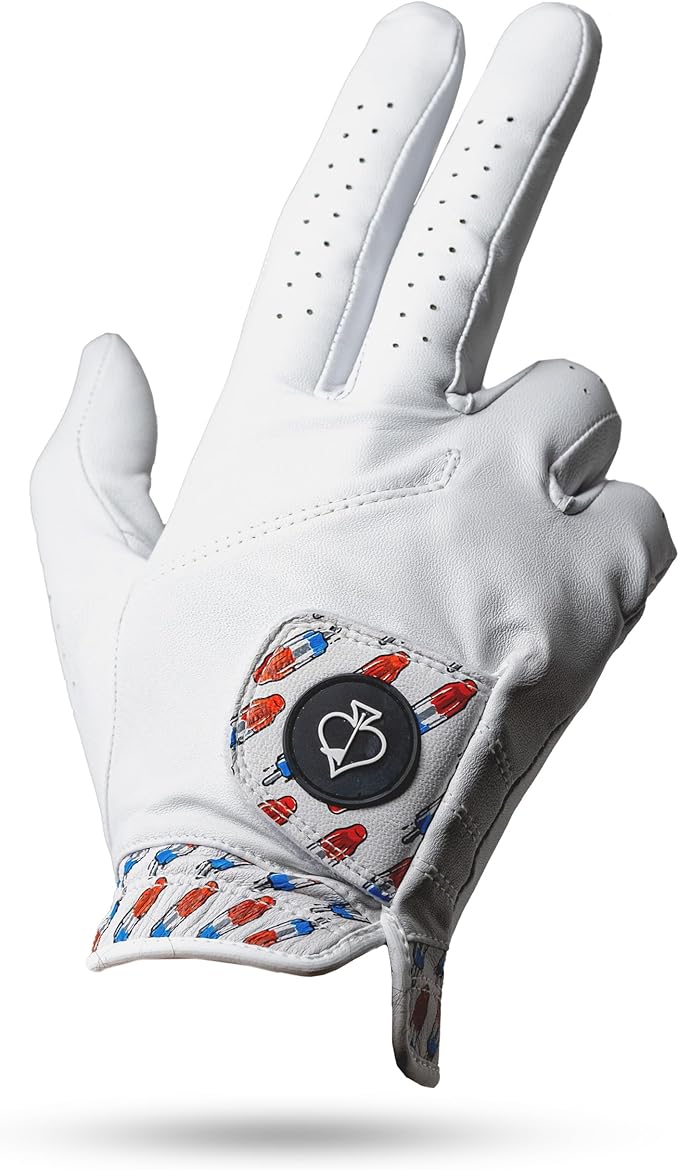 Pins & Aces - Rocket Pop Golf Glove Design - Premium AAA Cabretta Leather, Long-Lasting Durable Tour Glove for Men or Women - Premium Leather Golf Glove Left & Right Hand
