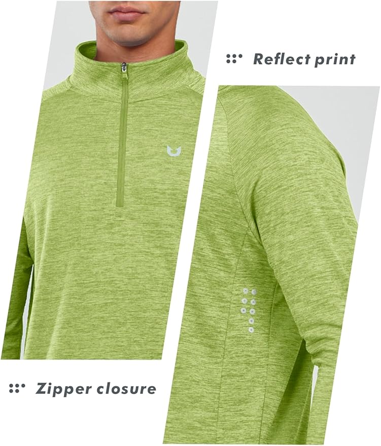 NORTHYARD Quarter Zip Pullover Men Running Shirt Long Sleeve Moisture Wicking Quick Dry Athletic Workout Shirts