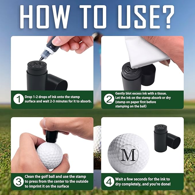 Custom Golf Ball Stamp Marker Personalized Quick-Dry Monogram Golf Ball Stamp with Logo Name Reusable Waterproof Golf Ball Stamp Gifts for Men Golf Lovers Golfers Dad Husband