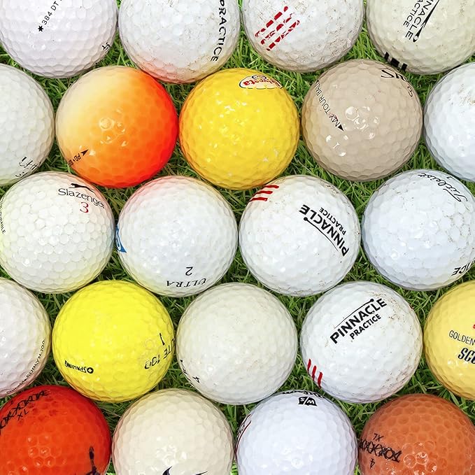 Bastex 100 Hit-Away Used Golf Balls Bulk - Recycled Golf Balls for Men - Practice & Range Golf Balls - Mix in Mesh Shag Bag
