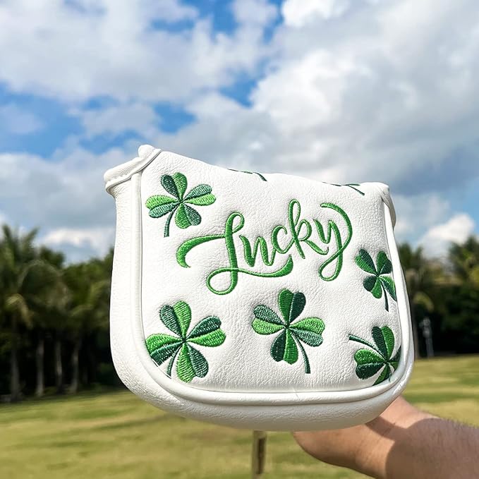 Golf Headcovers Live Lucky Golf Driver Covers Advanced Embroidery Fairway Wood Covers Hybrid Covers Mallet Blade Putter Head Covers Premium Leather Shamrock Golf Club Covers