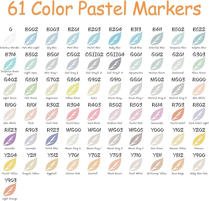 Caliart 61 Colors Pastel Alcohol Brush Markers, Art Marker Set Dual Tip Brush & Chisel, with Case Permanent Alcohol Based Colored Pens for Adults Coloring Book Artists Drawing Supplies Gifts