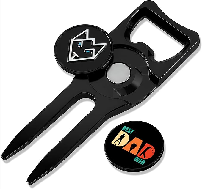 Wolf Golf Towels Divot Repair Tool | 6-in-1 Premium Divot Tool with Ball Marker | Golf Gifts for Men & Women | Golf Accessories for Men & Women
