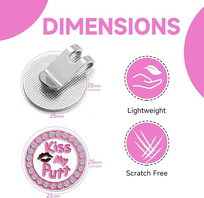 Magnetic Golf Ball Marker Clips, Funny Golf Ball Markers with Magnetic Clip, Enamel Golf Ball Markers Hat Clip Magnet for Men Women Golfer Gifts