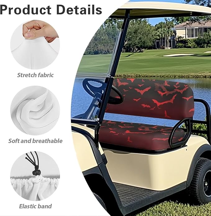 Golf Cart Seat Covers, Universal Fit & Nonskid Bottom Fits for Club Car 2 Person Seats Golf Carts