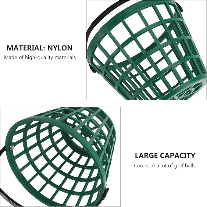 YARNOW Golf Ball Basket with Handle Nylon Golf Ball Container Golf Ball Bin (Green, Golf Balls are Excluded)
