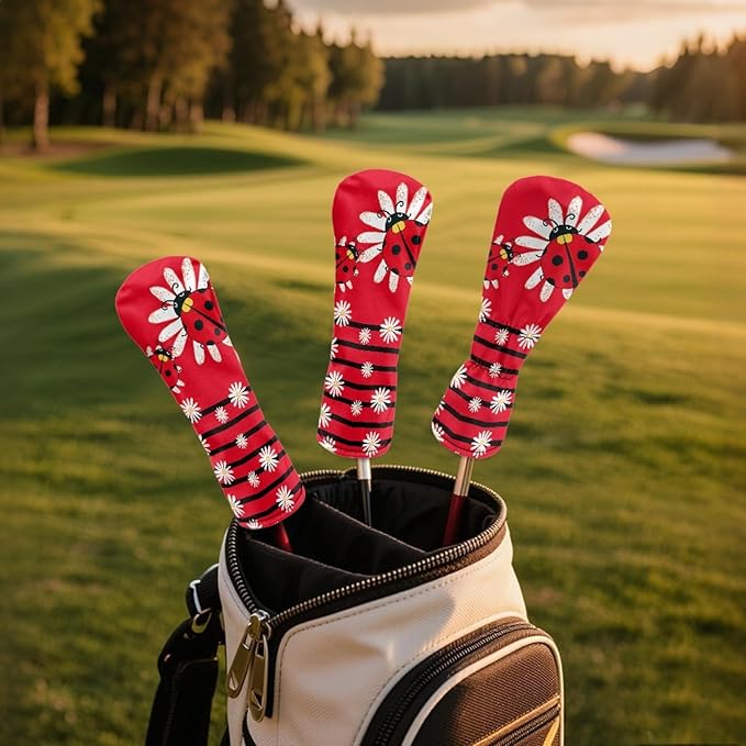 Golf Club Head Covers for Club Protective, Waterproof PU Leather Driver Fairway Wood Hybrid Head Cover