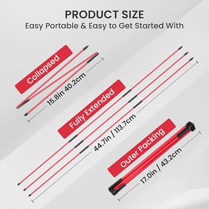 FINGER TEN Golf Alignment Sticks Rods Swing Trainer Tools 48 Inch 2 Or 3 Pack, Fits in Golf Bag Tour Stickers Practice Training Aid