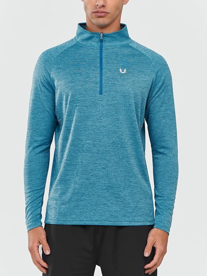 NORTHYARD Quarter Zip Pullover Men Running Shirt Long Sleeve Moisture Wicking Quick Dry Athletic Workout Shirts