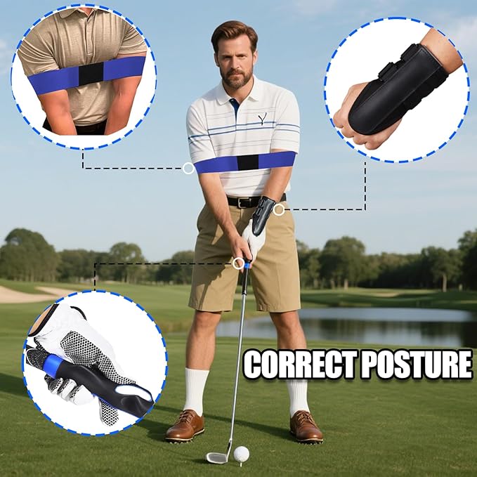 Golf Grip Trainer, Swing Correcting Arm Band, Golf Wrist Brace Swing Training Correct Aid, Suitable for Golf Beginners and Professional Players, Achieve Standard Posture and Swing Accuracy.（3 Pcs）
