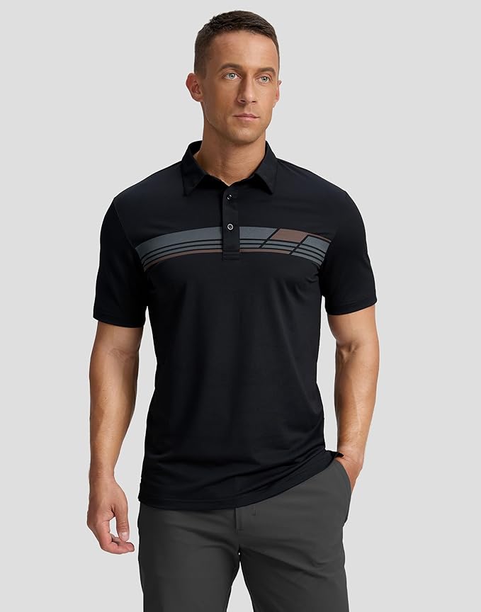 Men's Golf Shirts Dry Fit Moisture Wicking Performance Short Sleeve Collared Polo Shirts for Casual Athletic Business