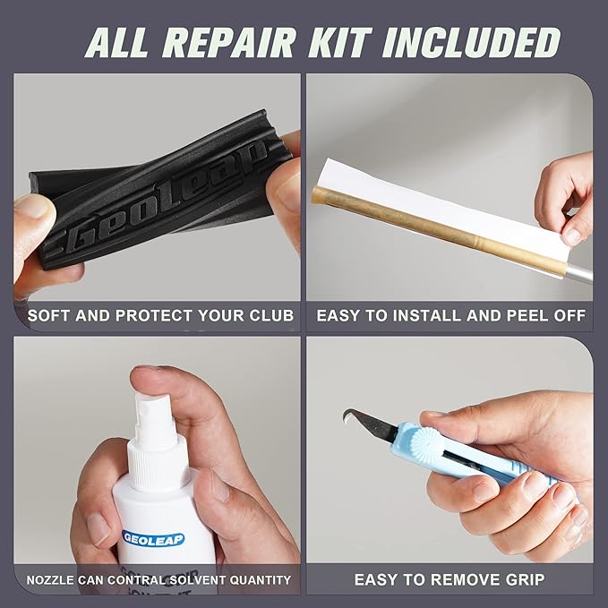 Geoleap Golf Grips Set of 13- Grips with Tapes and with All Repair Kits for Choice,Hybrid Golf Club Grips,Standard/Midsize,All Weather Contral, High Feedback & Traction.