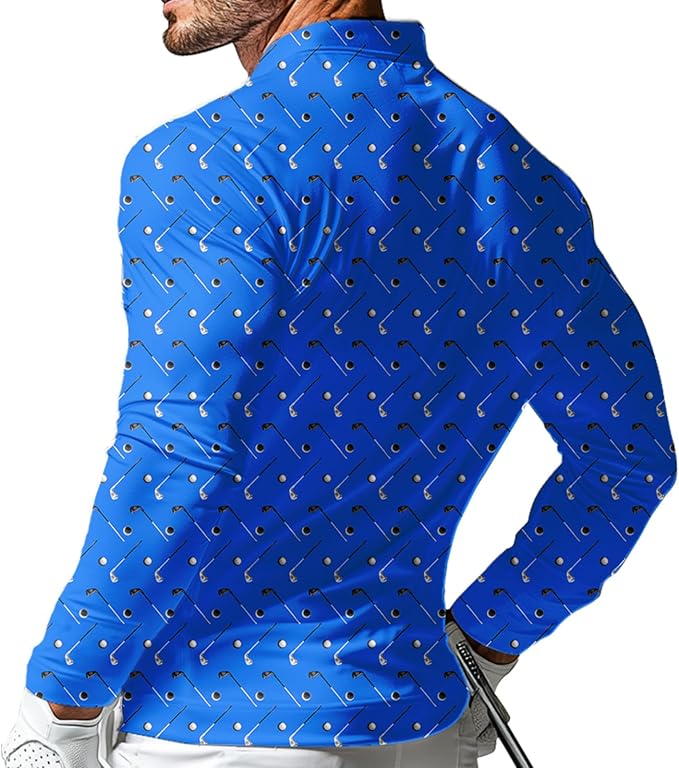 Men's Long Sleeve Golf Shirt Quick Dry 3 Button Work Fishing Outdoor Casual Collar Shirt