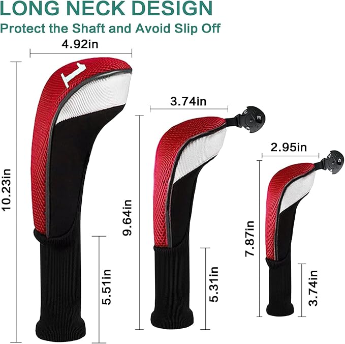 Golf Club Head Covers for Woods and Driver Hybrids Fairway Value Pack Protective Clubs Headcovers with Interchangeable No.Tags 1 3 5