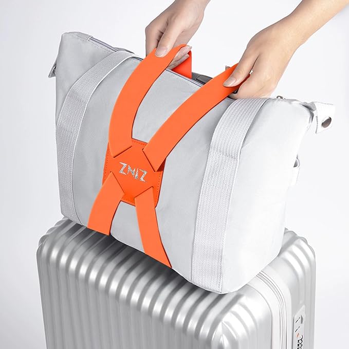 ZINZ Luggage Strap, High Elastic Suitcase Belt Adjustable Bag Bungees for Easier Travel，Orange