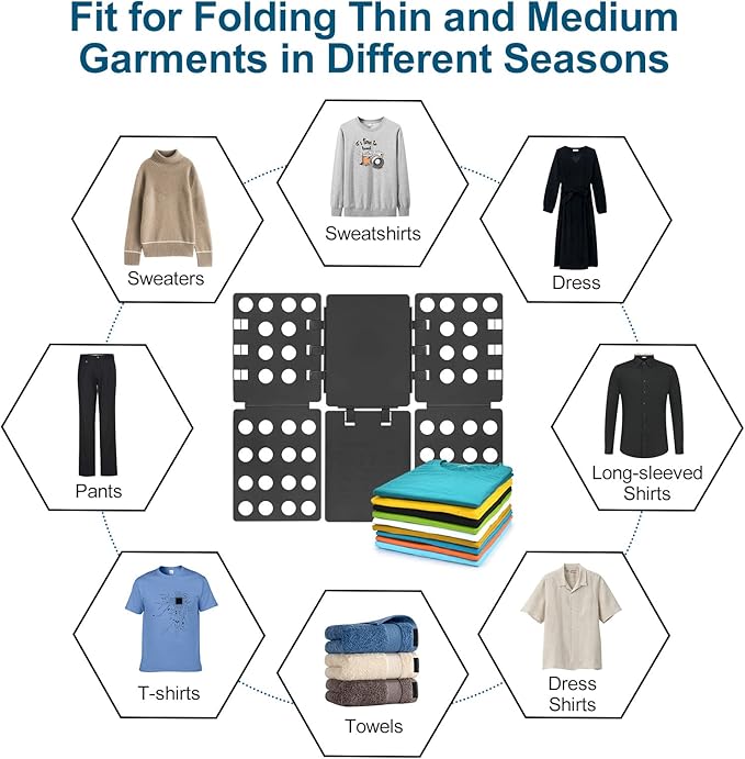 Shirt Folder Board Adult Clothes Folding Board tshirt Folding Helper Durable Plastic Laundry Folders One for Multiple Sizes Quickly Standardize the Folding of Clothing