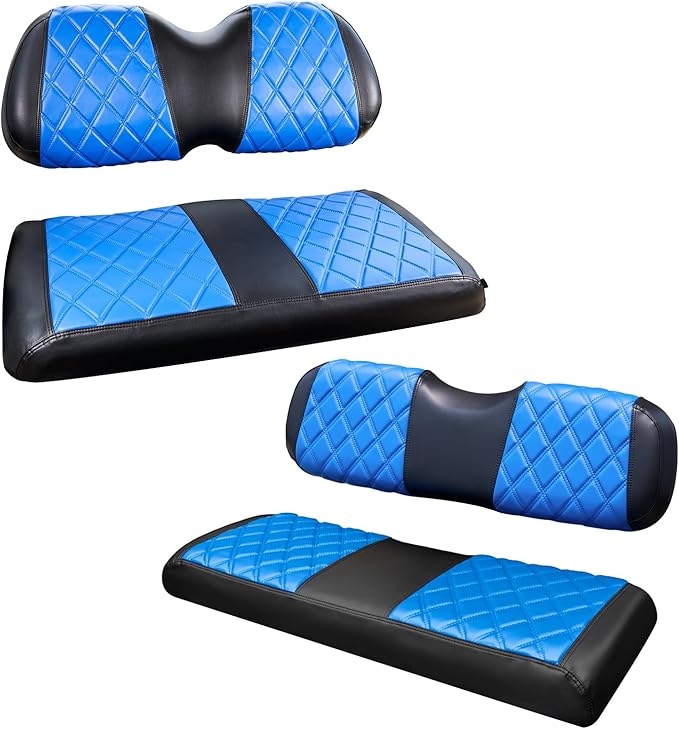 NOKINS 4PCS Golf Cart Diamond Seat Covers Kit,Front and Rear Seat Covers Fits for EZGO/Club Car/Yamaha Original Regular Seat Cushion, No Stapler