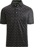 Esabel.C Golf Shirts for Men Dry Fit Performance Short Sleeve Print Moisture Wicking Collared Shirt