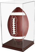 Football Display Case with Wooden Base, UV Protection Clear Acrylic Souvenir Display Box for Autographed Football, Memorabilia, Sports Colle