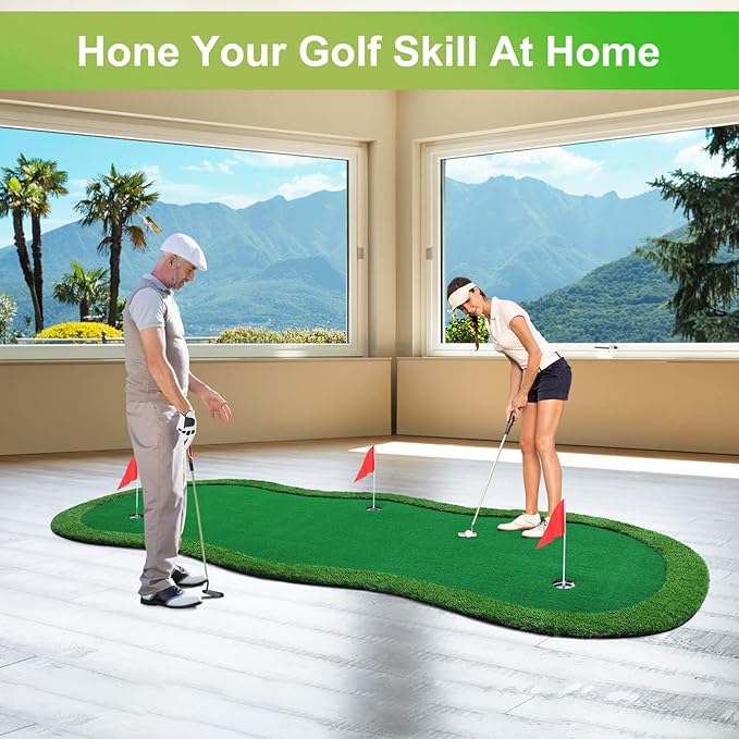Golf Putting Green, Large Golf Putting Mat for Indoor Outdoor, Professional Practice Training Greens Mat