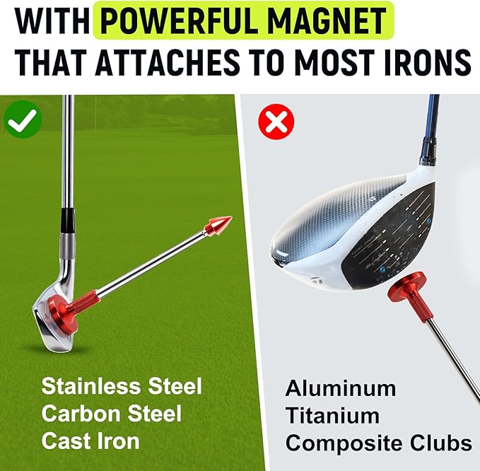 THE GOLFER STORE Golf Alignment Rods, Golf Club Alignment Stick Corrector Magnetic Golf Swing Trainer Aid Help Visualize and Align Your Golf Shot Length Adjustments