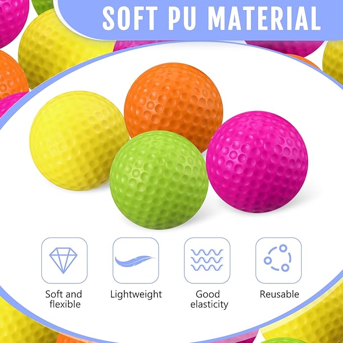 Junkin 24 Pcs Foam Golf Practice Balls Realistic Feel and Flight Training Sport Balls Elastic Soft Foam Golf Balls for Indoor or Outdoor Backyard Training