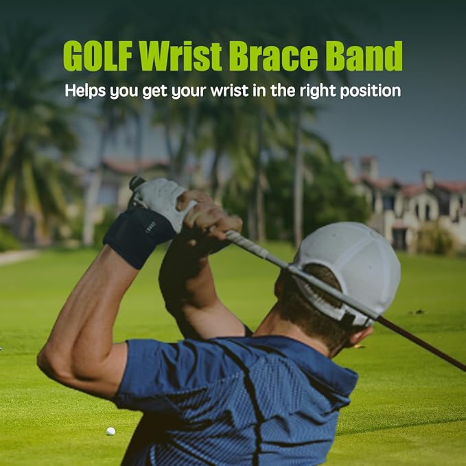 Golf Wrist Training Aid, Golf Swing Training Aid,Adjustable Golf Wrist Brace, Wrist Band for Swing Correction, Alignment Practice Tools for Golf Beginners, Fit Left Hand, Large, Black