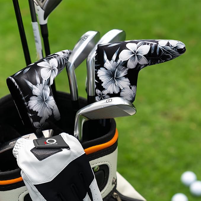 FINGER TEN Golf Blade Putter Cover Premium Synthetic Leather Stylish Design, Universal Headcover Waterproof Protection, Durable Headcovers Covers Fit Most Blade Putters for Men Women