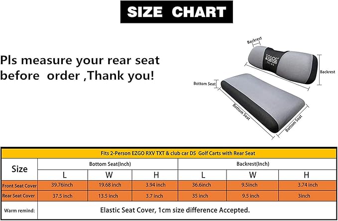 10L0L Golf Cart Front Rear Seat Cover Set for 4 Passenger EZGO TXT RXV Bench Seat Covers Kit Cool Breathable Washable Polyester Mesh Cloth Gray Black Beige Red (S+XS)