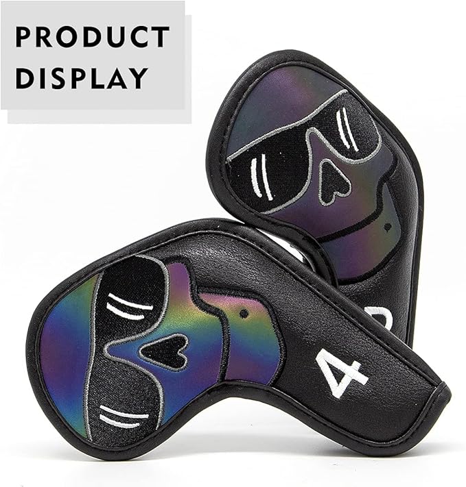 Large Skeleton Golf Club Covers, Iron Covers 10pcs/ Set, Leather Golf Iron Club Head Cover Headcover Set for Men fits Mizuno, Ping, Taylormade All Brand