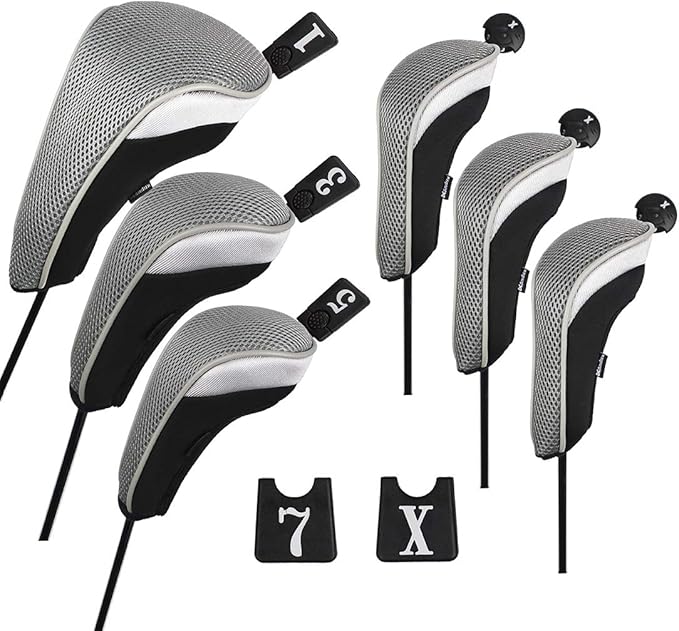 Andux 6pcs/Set Golf Club Head Covers Woods Driver Fairway Hybrid Set (3 Hybrids + 3 Woods)