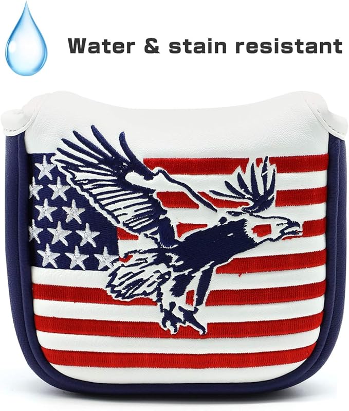 Golf Putter Cover USA Mallet Putter Headcover with Magnetic Closure Leather Golf Club Covers for Most Brand