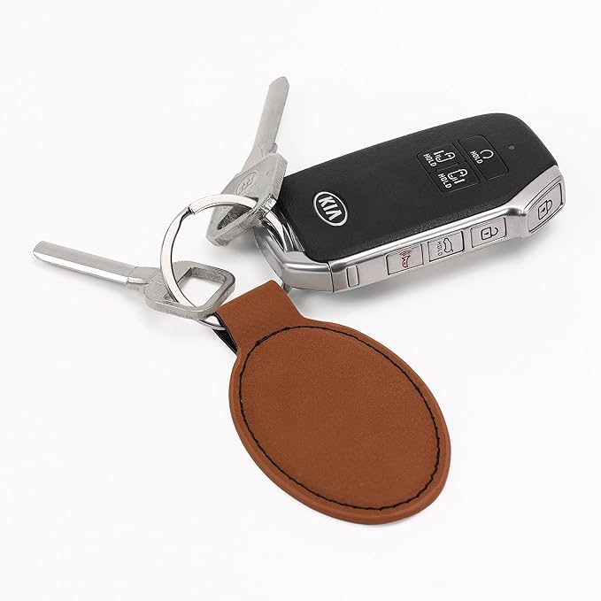 LaserGram Oval Keychain, Golf Ball, Personalized Engraving Included (Dark Brown)