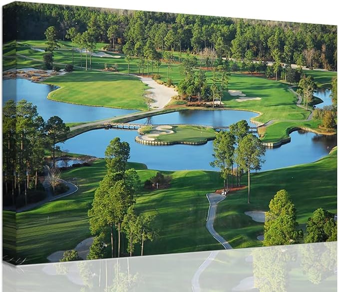 chenchenArt King's North Golf Course Wall Art for Living Room Bedroom Bathroom Home Decorations Myrtle Beach National Club Picture Canvas Prints Modern Artwork Framed Ready to Hang(24''H x 36''W)