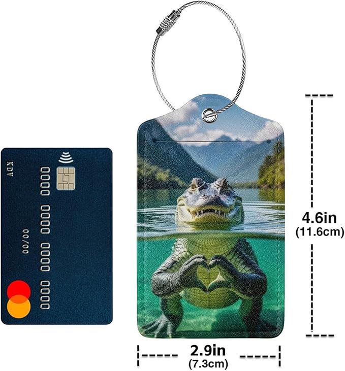 TSA Approved Luggage Tags for Suitcases Crocodile Heart 2 Pack Funny Leather Carnival Cruise Airport Cute Travel Name Tags Golf Bag tag Ships Essentials Privacy Cover ID Label for Women Men
