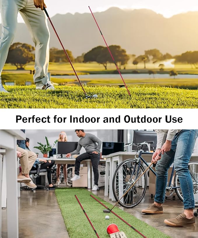 Rhino Valley Golf Alignment Sticks - 48" Collapsible Golf Practice Rods for Aiming, Putting, Full Swing Trainer, Posture Corrector with Clear Tube Case, Golf Training Equipment