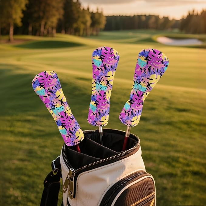 Golf Club Head Covers for Club Protective, Waterproof PU Leather Driver Fairway Wood Hybrid Head Cover