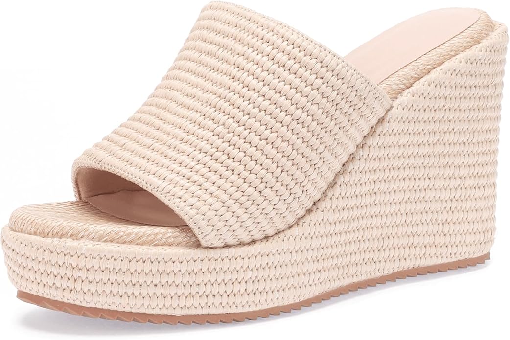 VICKI·VICKI Wedges for Women Platform Sandals Wedge Heels for Sandals Comfortable Summer Espadrille Shoes Ankle Strap&Open Toe